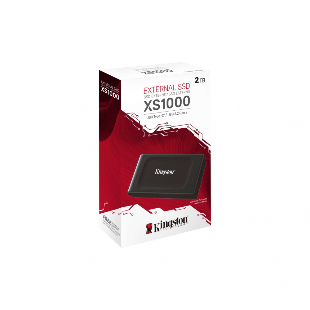 SSD Kingston Externo XS1000, 2TB, USB C, Negro