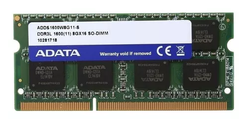 MEMORIA RAM ADATA SODIMM DDR3L 8GB PC3L-12800 1600MHZ CL11 204PIN 1.35V LAPTOP/AIO/MINI PCS