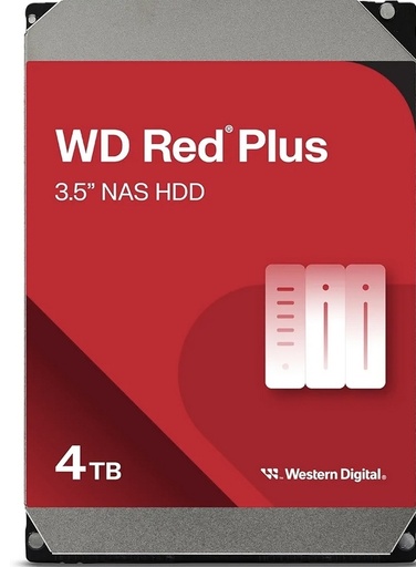 [WD40EFZX] estern Digital Disco Duro Interno WD Red Plus NAS de 4 TB - 5400 RPM, SATA 6 GB/s, CMR, caché de 128 MB, 3.5" -WD40EFZX
