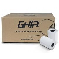 [CTG80N] CAJA ROLLO PAPEL TERMICO GHIA 80X70 MM / 50 PIEZAS / PARA IMPRESORAS DE 80MM / / REACCION NEGRO