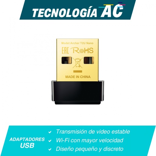 [ARCHER T3U NANO] Tarjeta De Red Tp-Link Archer T3u Nano | Usb AC1300 | 5ghz 867 mbps, 2.4ghz 400mbps