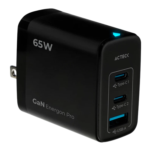 [AC-935579] Cargador de pared Acteck Energon Pro 65W | 1 x USB-A | 2 x USB-C | Negro